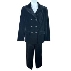 GAP Black Velvet Double Breasted Blazer Pants Suit Set Womens Size 8